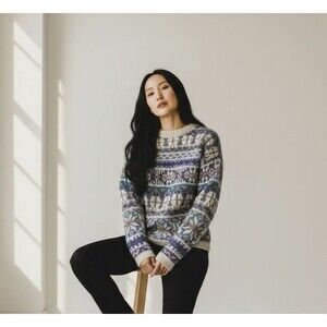 Vintage 90s Secrets Sun Prints Sweater Womens S Fair Isle Knit USA Cottage